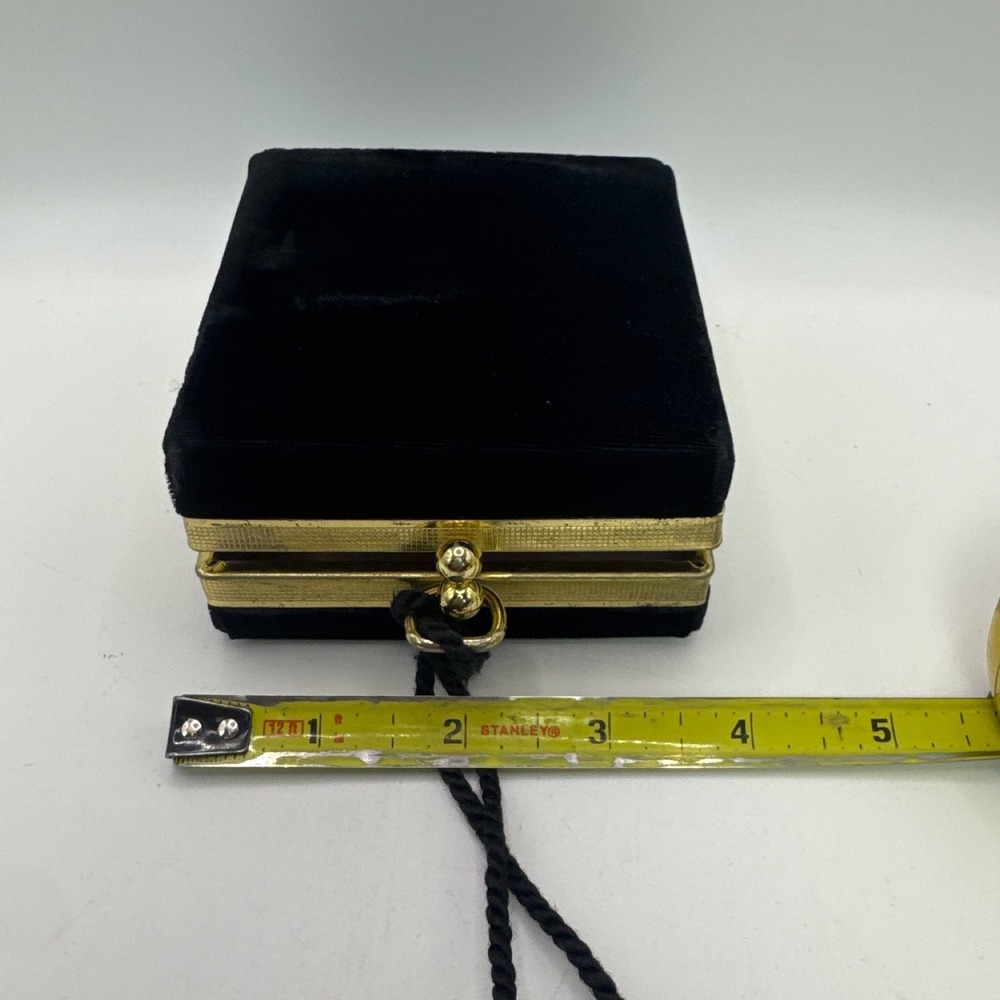 Vintage Lady Ronson Superbe Black Velvet Jewelry Trinket Box Case Gold Trim 1950 - Picture 8 of 9